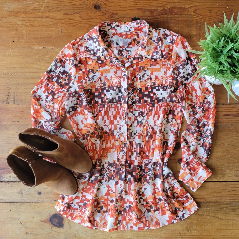 J.Jill Fall Women's Blouse Abstract Print